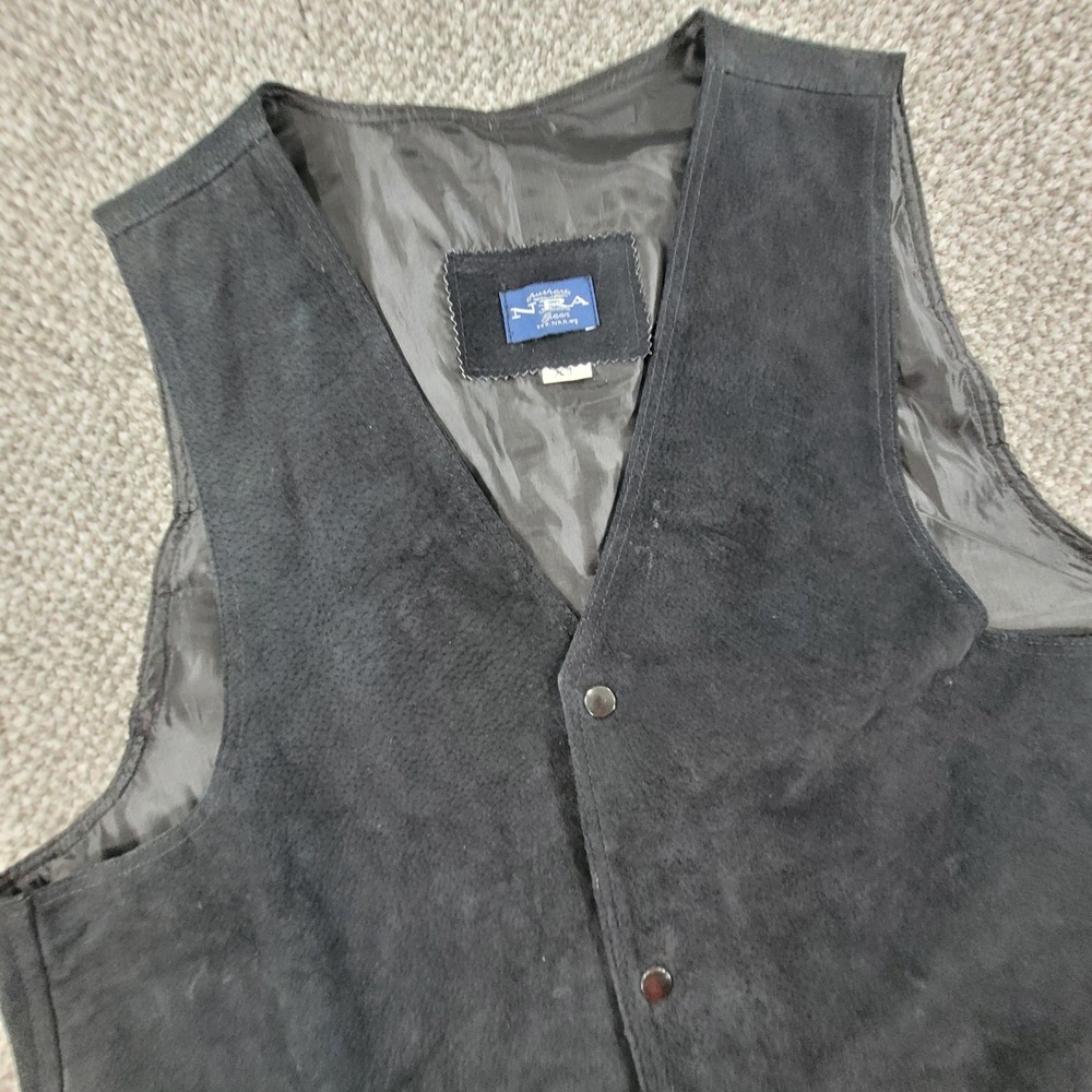 NRA Authentic Gear Mens Black Suede Leather Vest Classic Black Extra Large‎ XL
